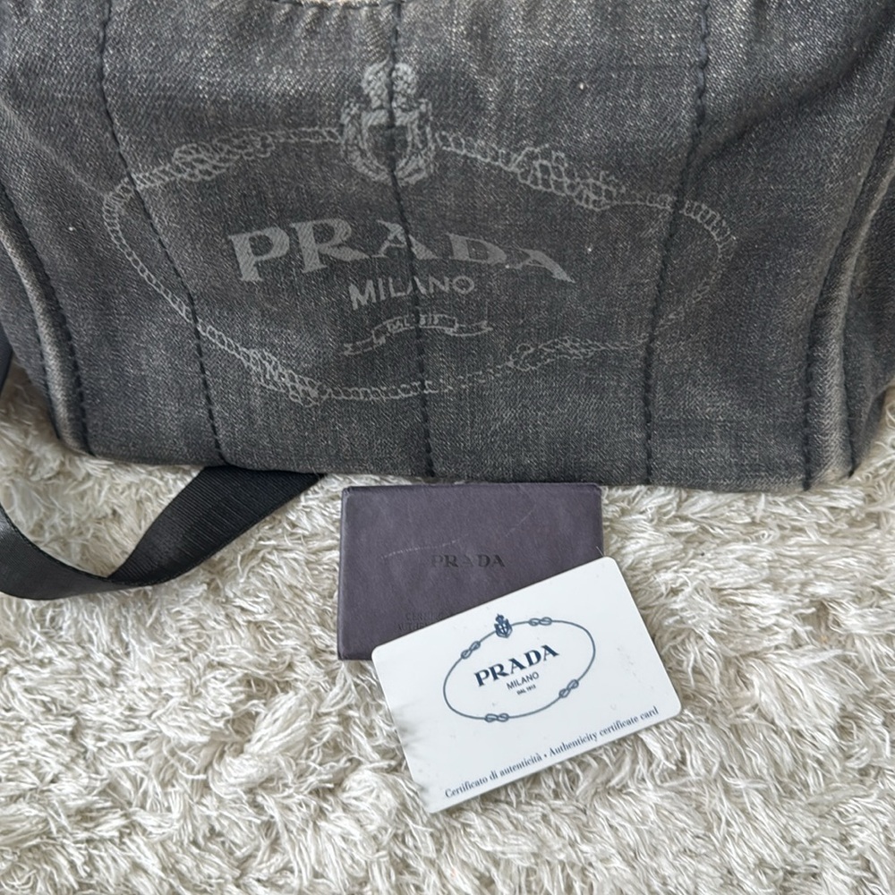 Prada Charcoal Denim canapa small tote Bag - Picture 11 of 13